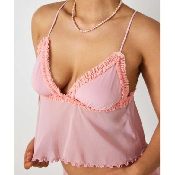 NWT UO Out From Under Dryad Pink Tulle Babydoll Cami - Picture 3 of 6
